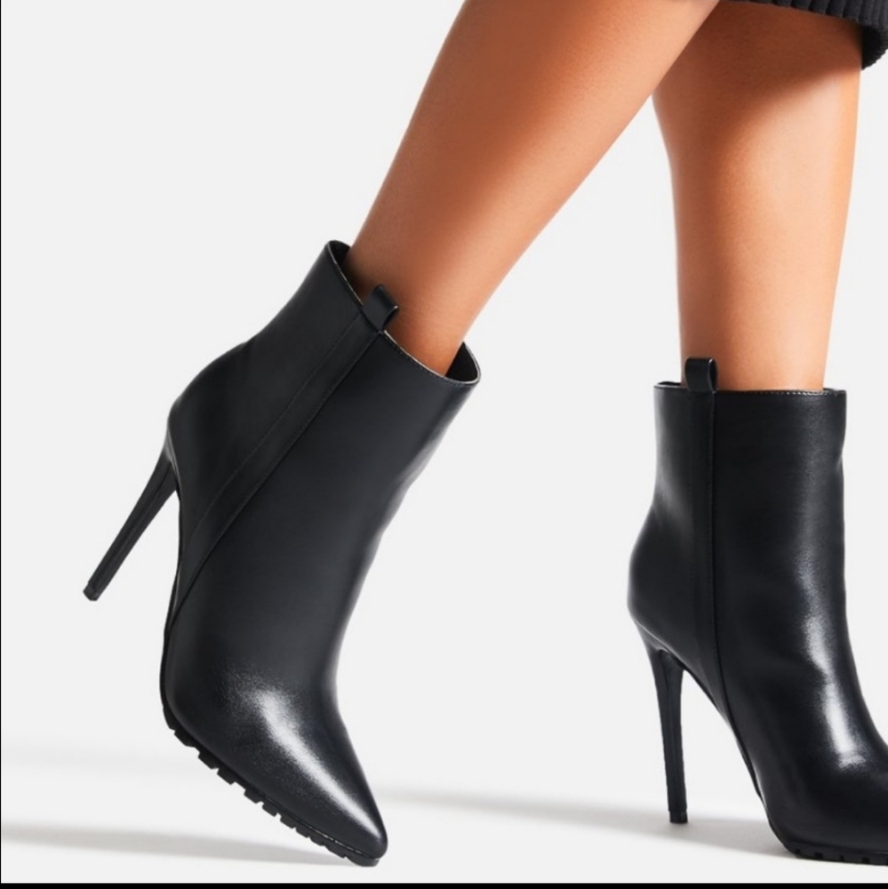 Stiletto lug sole pull on booties - vegan Fits Like 8